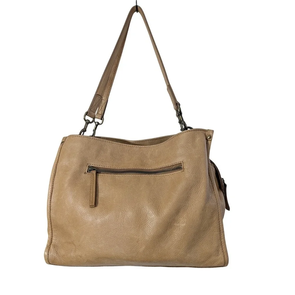 American Leather‎ Co Lenox Triple Entry Satchel Bag Purse Leather Cafe Latte